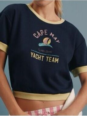Daily Practice Cape May Yacht Team Short Sleeve Ringer Tee - Navy/Yellow
